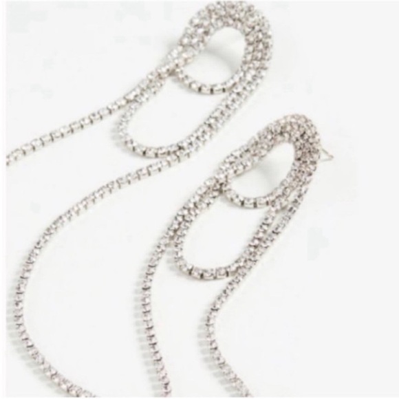 New! Anthropologie Shashi Rhinestone Loop Drop Earrings (1045) NWOT - Picture 3 of 5